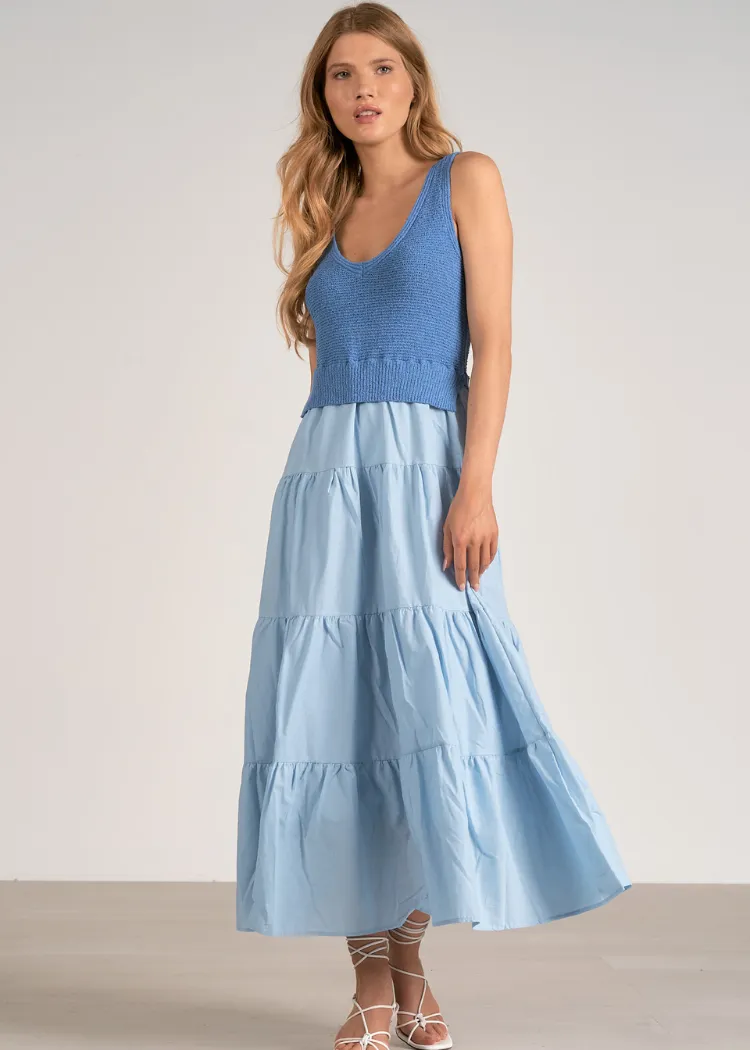 Elan Madeline Combo Dress - Light Blue ***FINAL SALE***