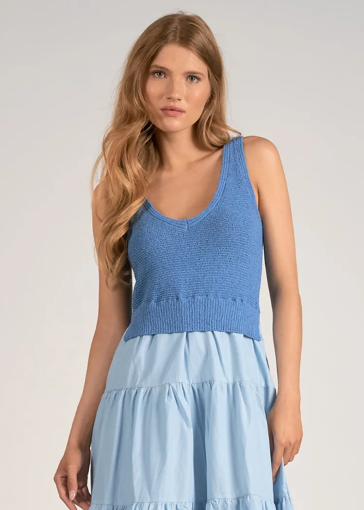 Elan Madeline Combo Dress - Light Blue ***FINAL SALE***