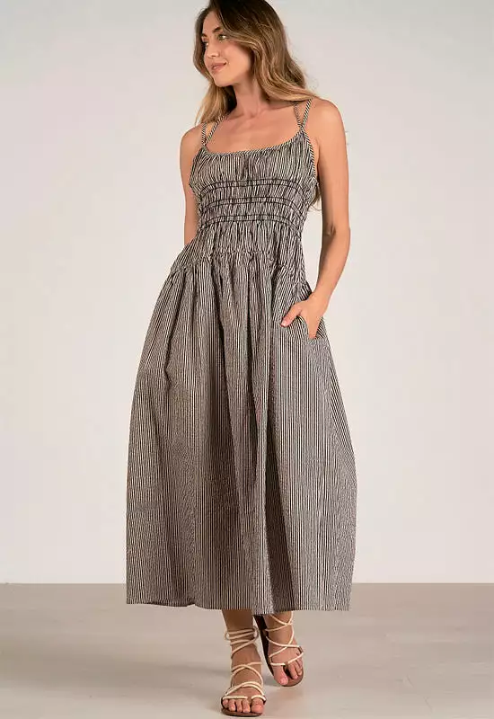 Elan - Spaghetti Strap Maxi Dress Black Off White