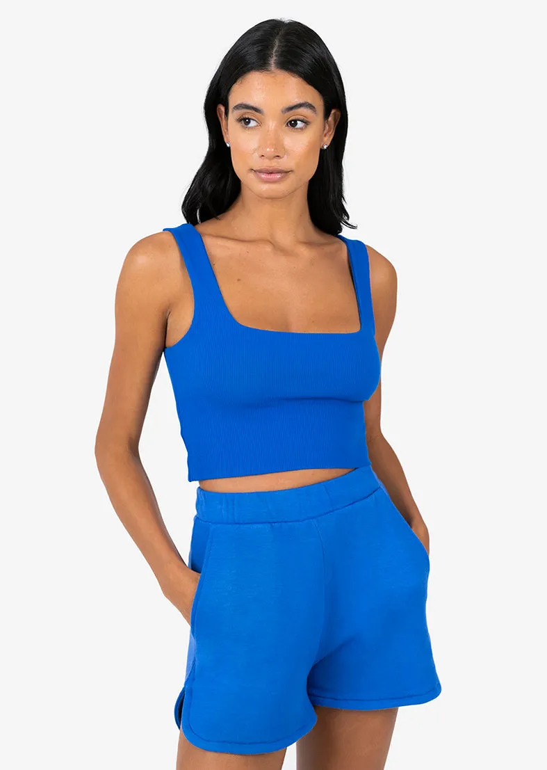 Elevate Ribbed Square Tank Electric Blue