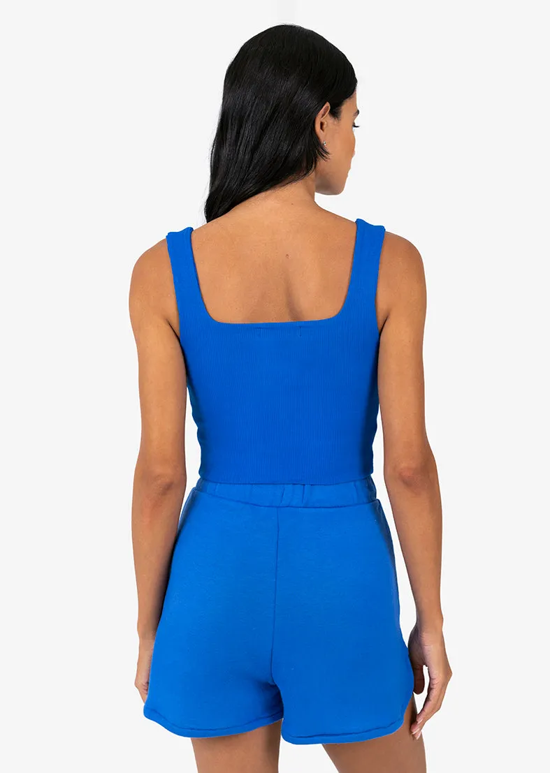 Elevate Ribbed Square Tank Electric Blue