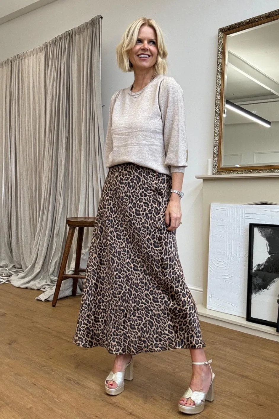 Ella Silk Skirt - Leopard