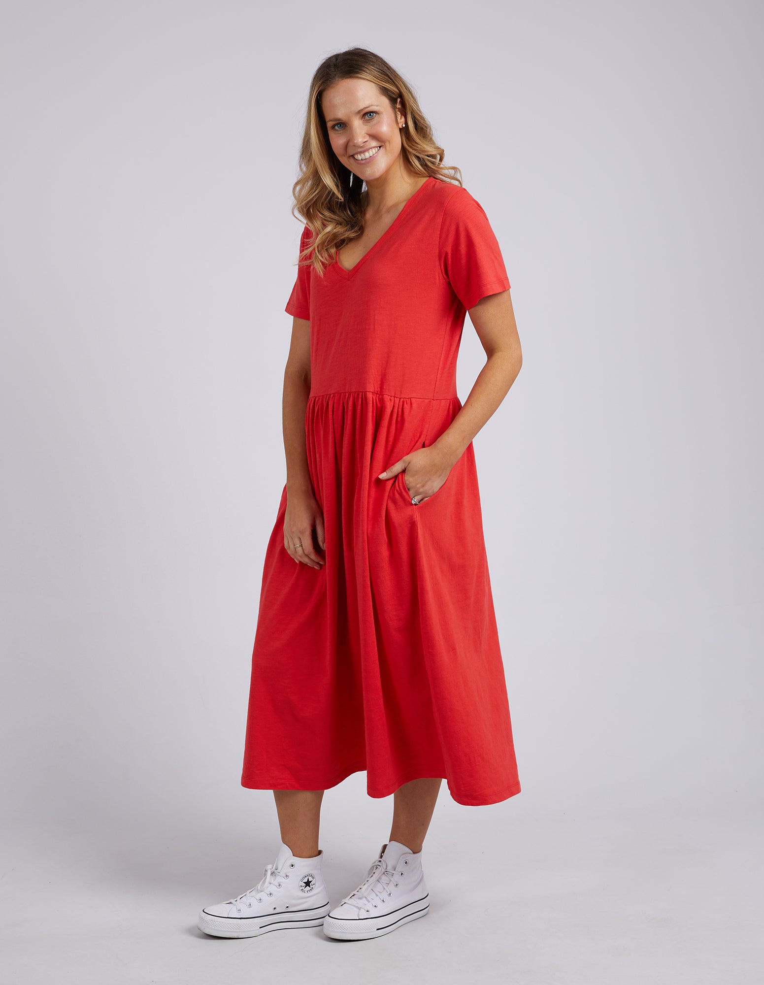 Elm Mimi Midi Dress - Cherry