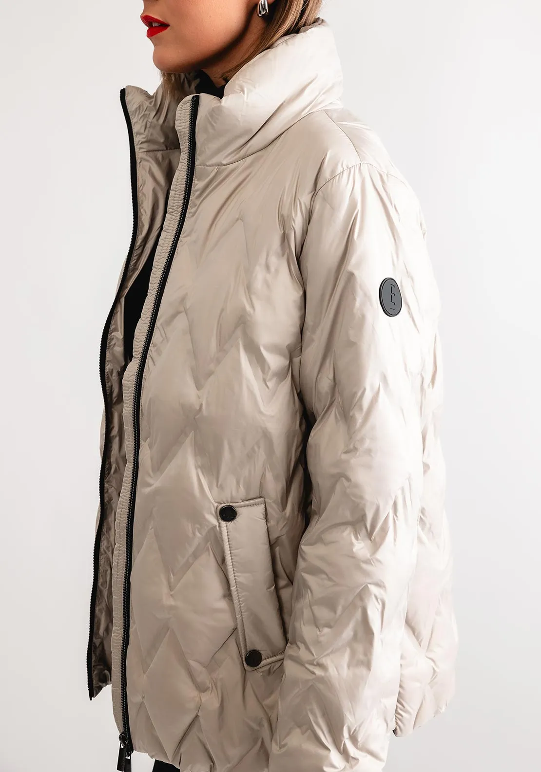 Etage Quilted Padded Short Coat, Cream