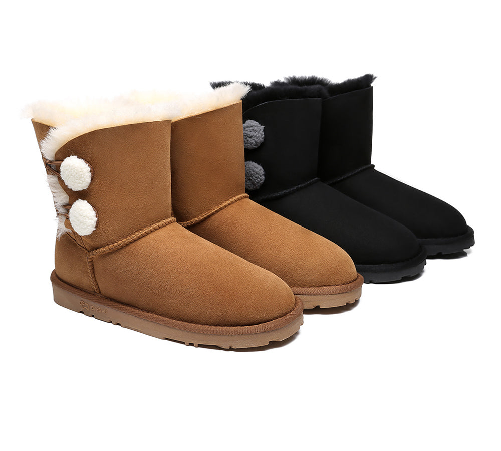 EVERAU Mini Sheepskin Twin Button Boots Aspen