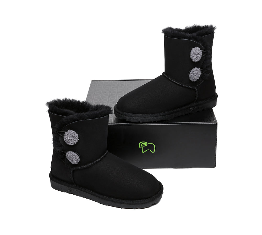 EVERAU Mini Sheepskin Twin Button Boots Aspen