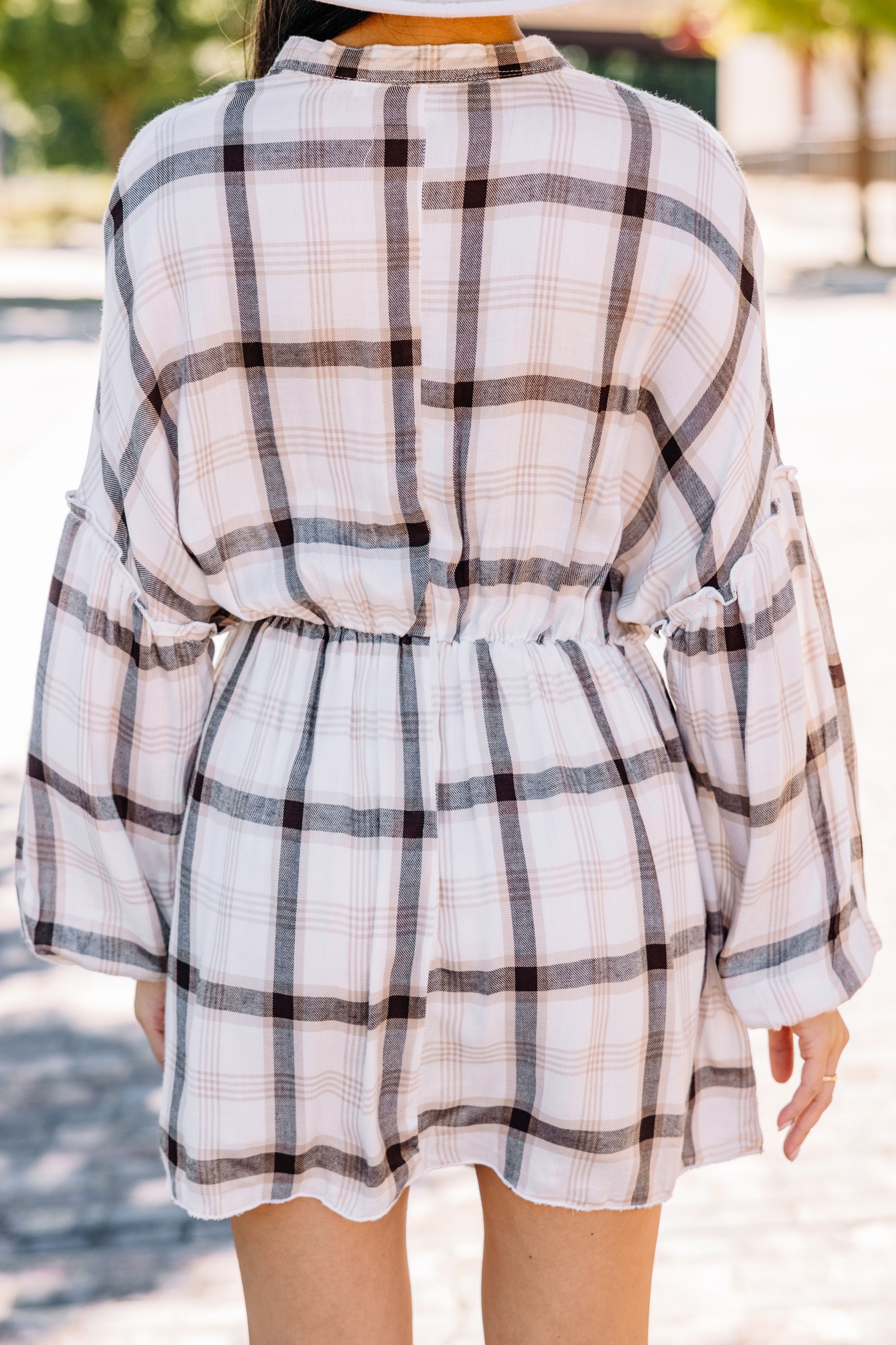 Fall Experiences Off White Plaid Dress