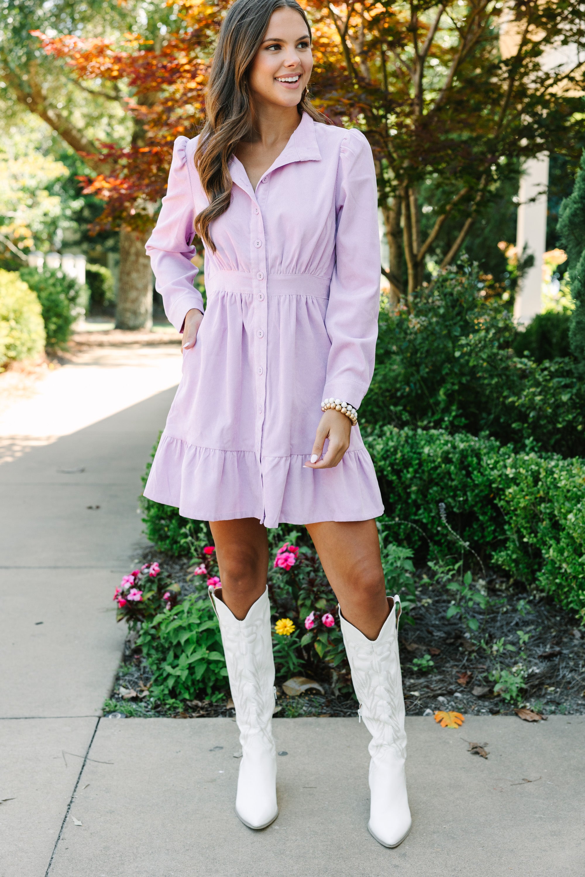 Fate: Catch You Later Lilac Purple Button Down Dress