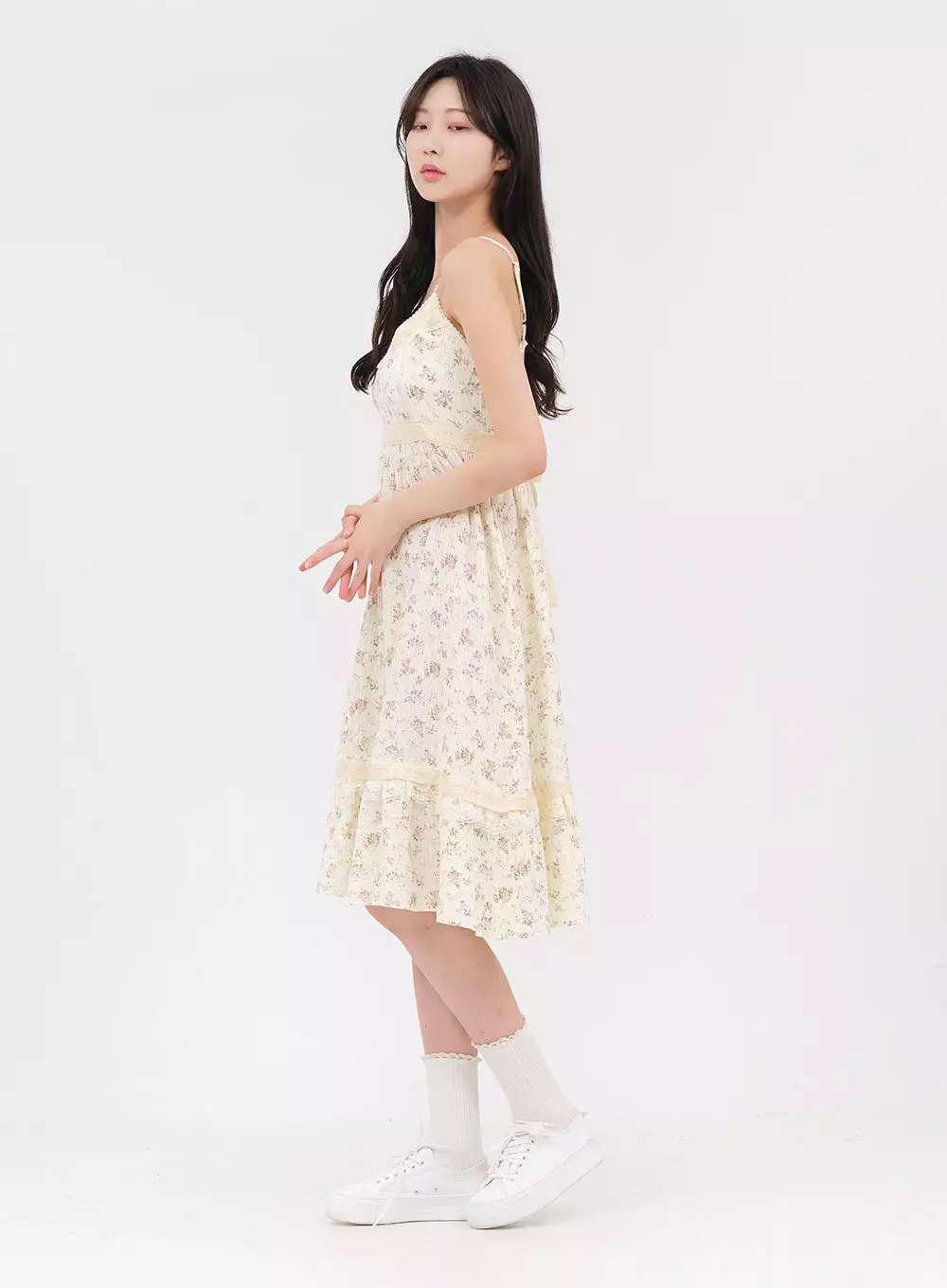 Feminine Summer Back Ribbon Midi Dress OA04