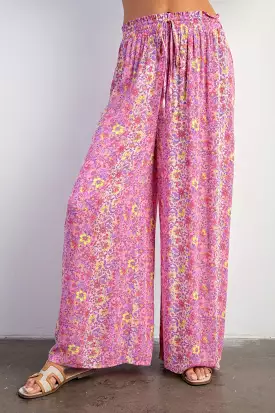 Floral Print Gauze Palazzo Pants