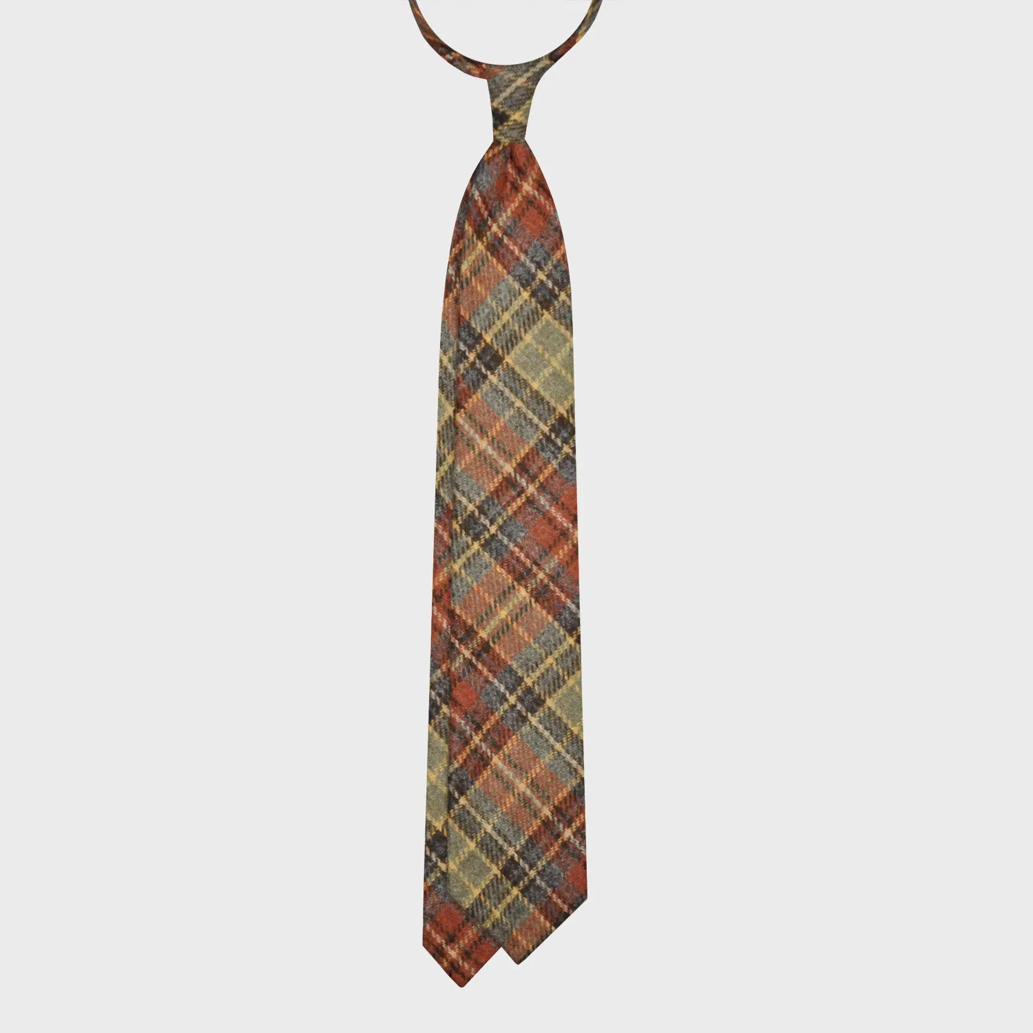 F.Marino Tartan Tweed Tie 3 Folds Multicolor