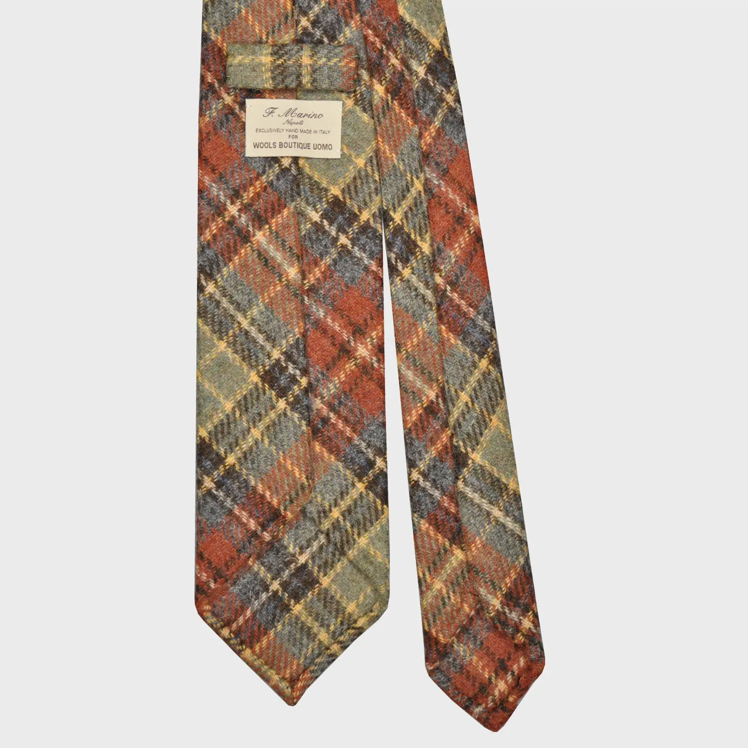 F.Marino Tartan Tweed Tie 3 Folds Multicolor