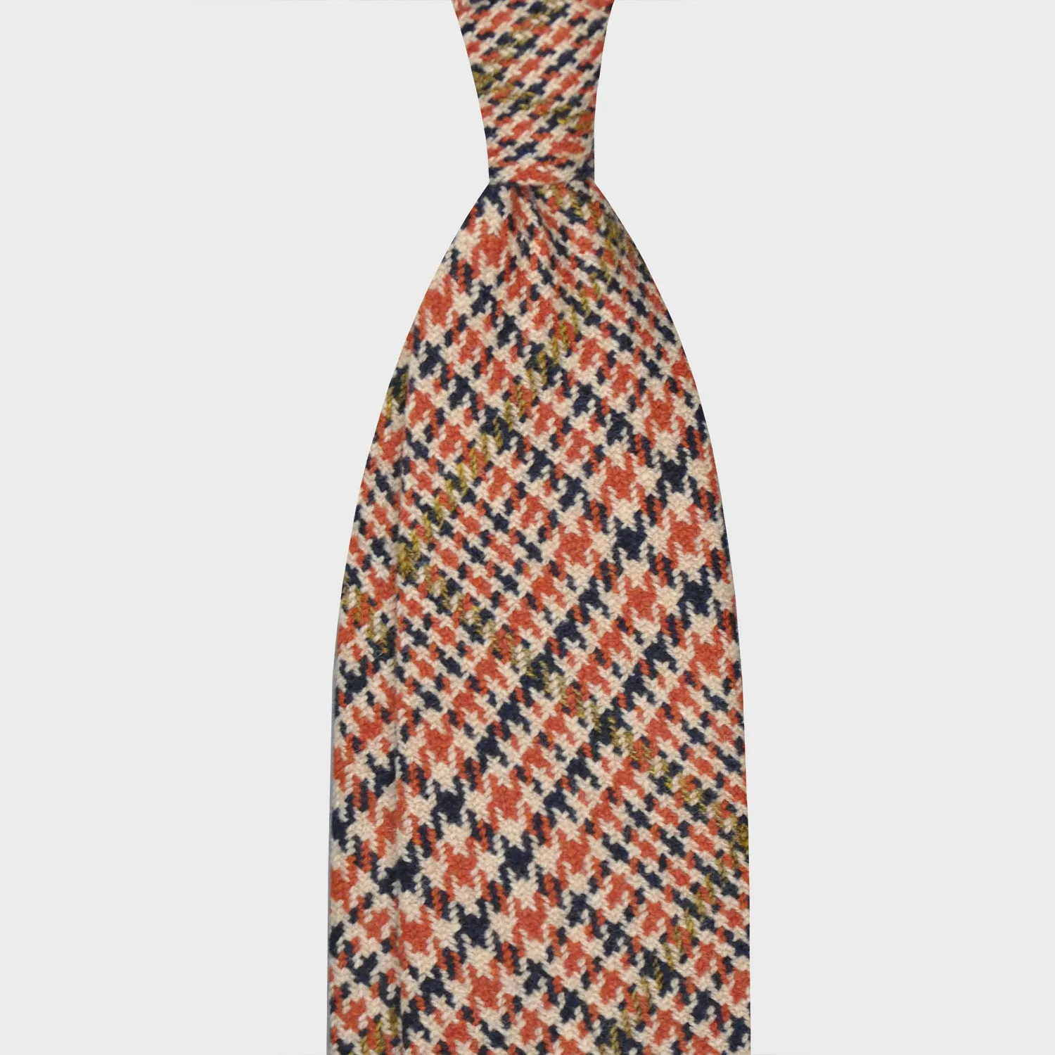 F.Marino Tweed Tie 3 Folds Houndstooth Orange