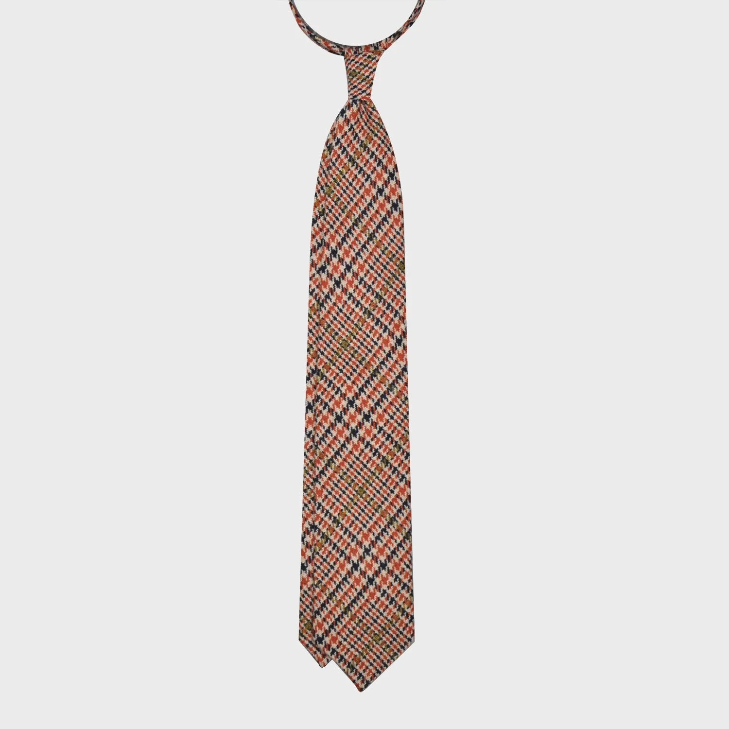 F.Marino Tweed Tie 3 Folds Houndstooth Orange