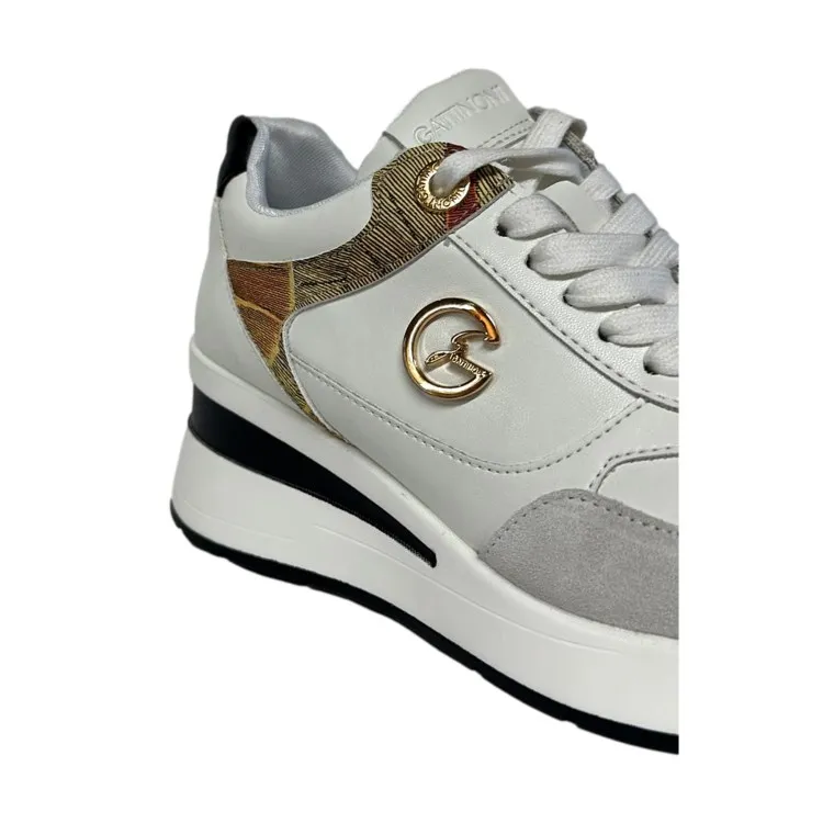 Gattinoni Linea Planetarium EDISON 6301 Scarpe Donna Sneakers Stringate Zeppa White Classic