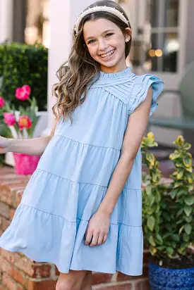 Girls: All About You Light Blue Ruffled Dress