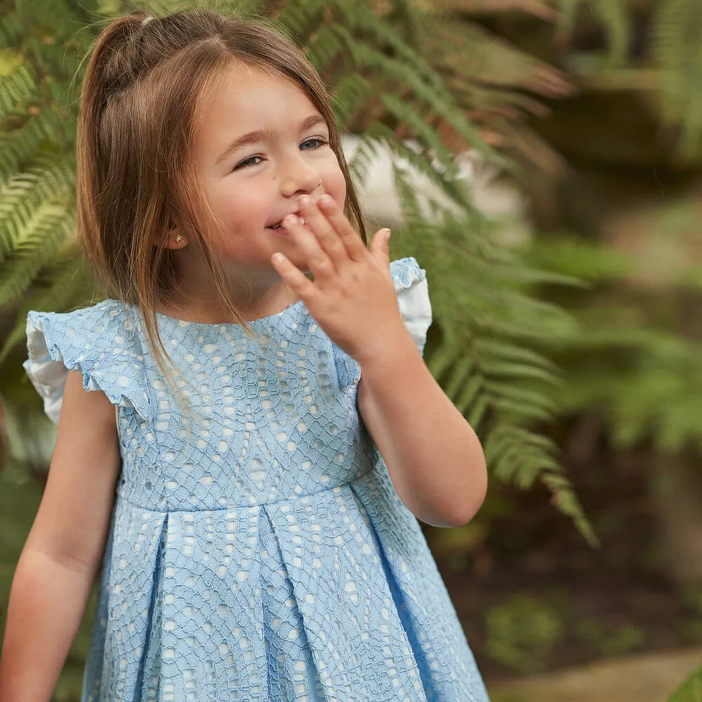 Girls Light Blue Lace Dress