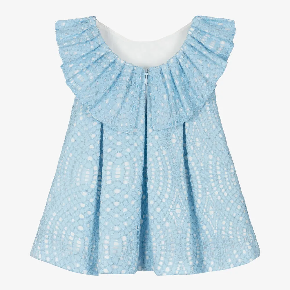 Girls Light Blue Lace Dress