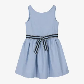 Girls Light Blue Oxford Cotton Dress