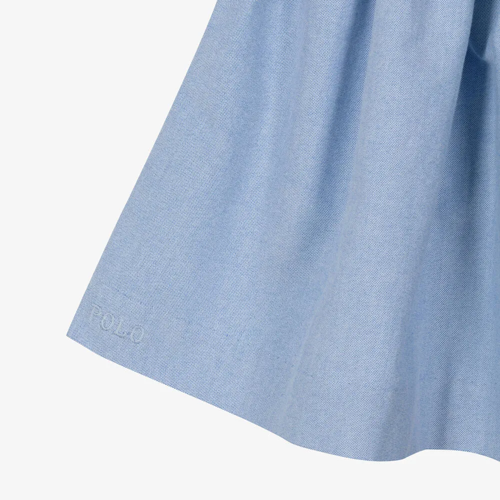 Girls Light Blue Oxford Cotton Dress