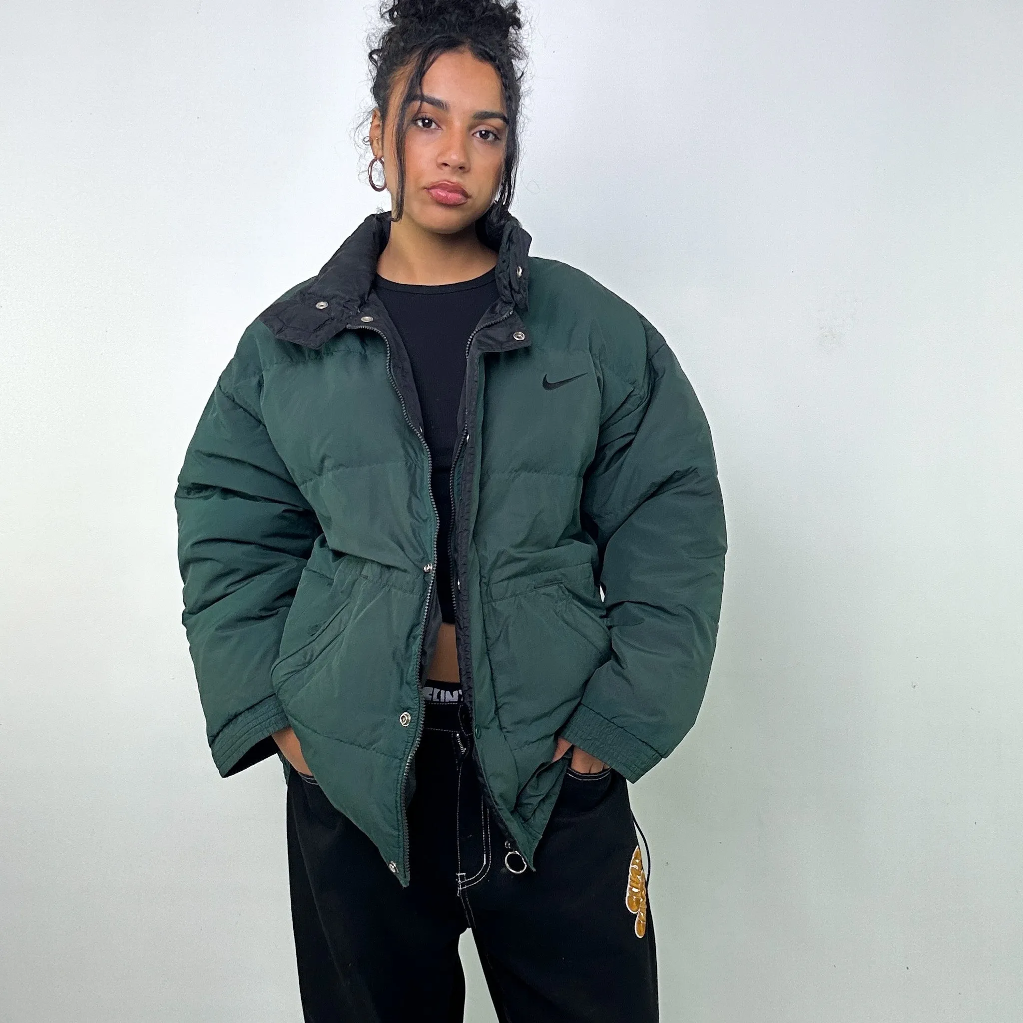 Green 90s NIKE Puffer Jacket Coat (XL)