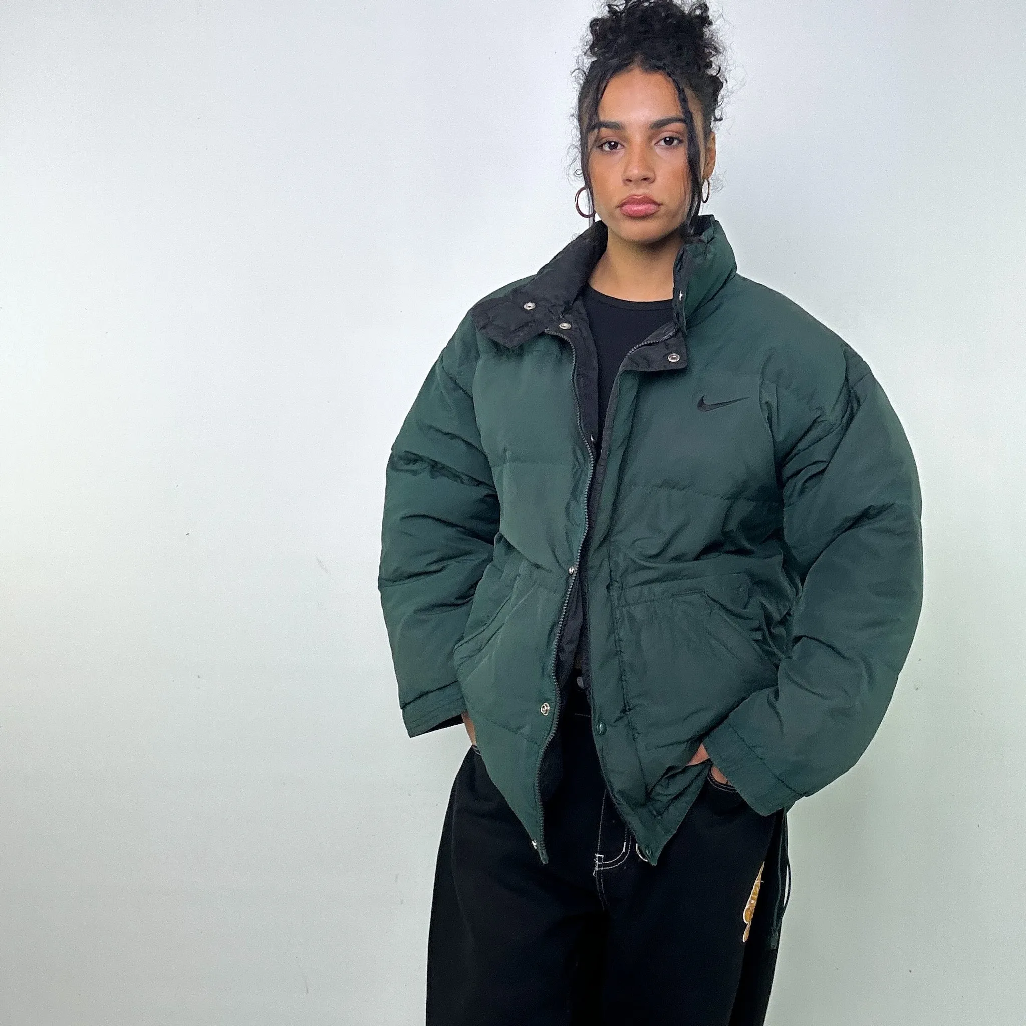 Green 90s NIKE Puffer Jacket Coat (XL)