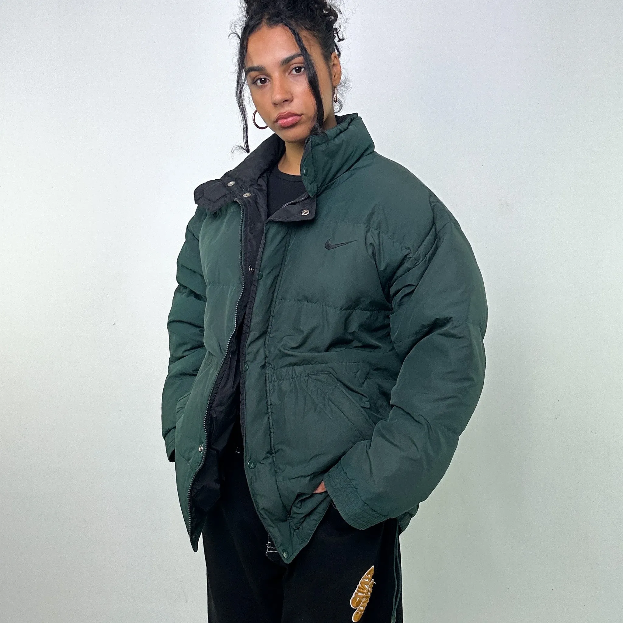 Green 90s NIKE Puffer Jacket Coat (XL)