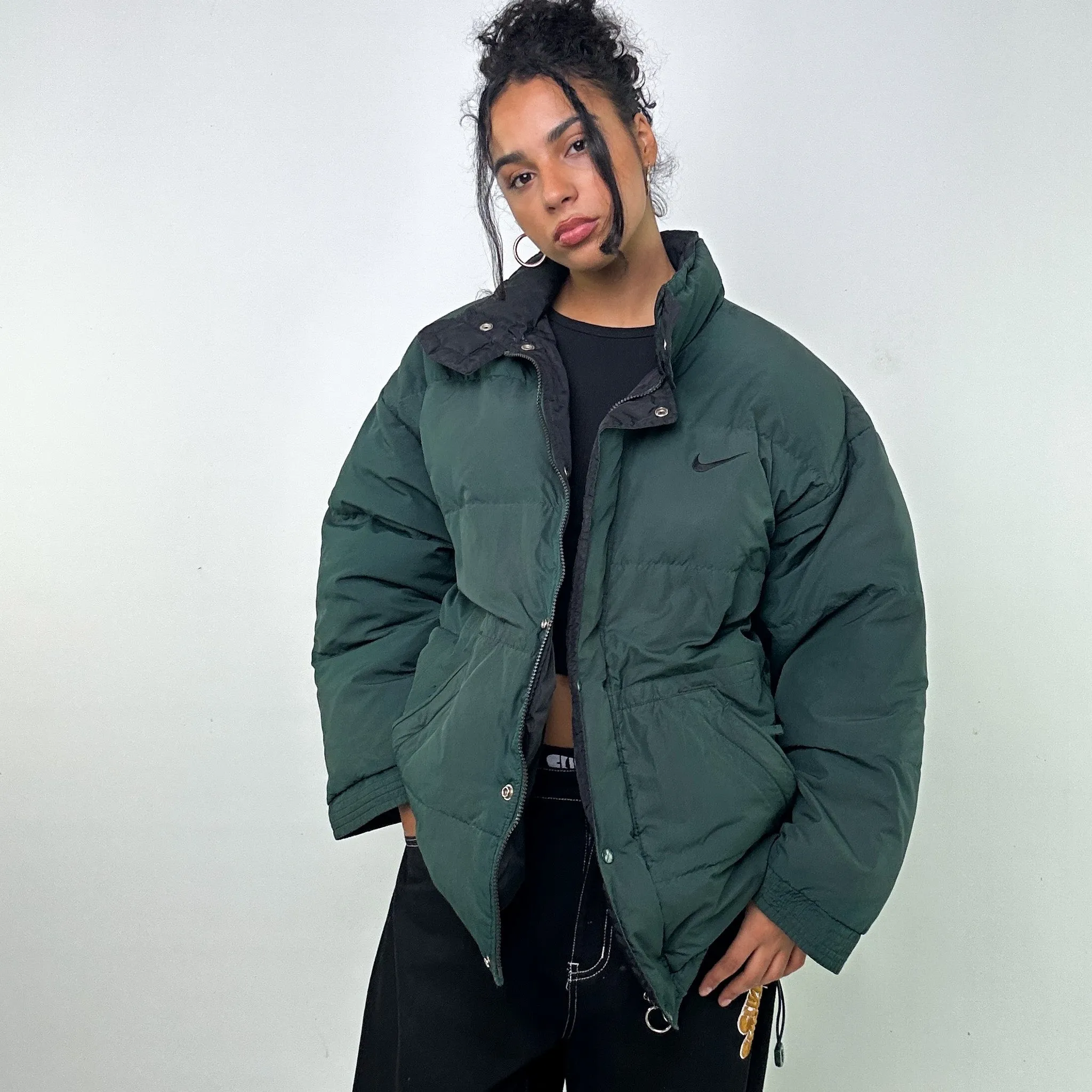 Green 90s NIKE Puffer Jacket Coat (XL)