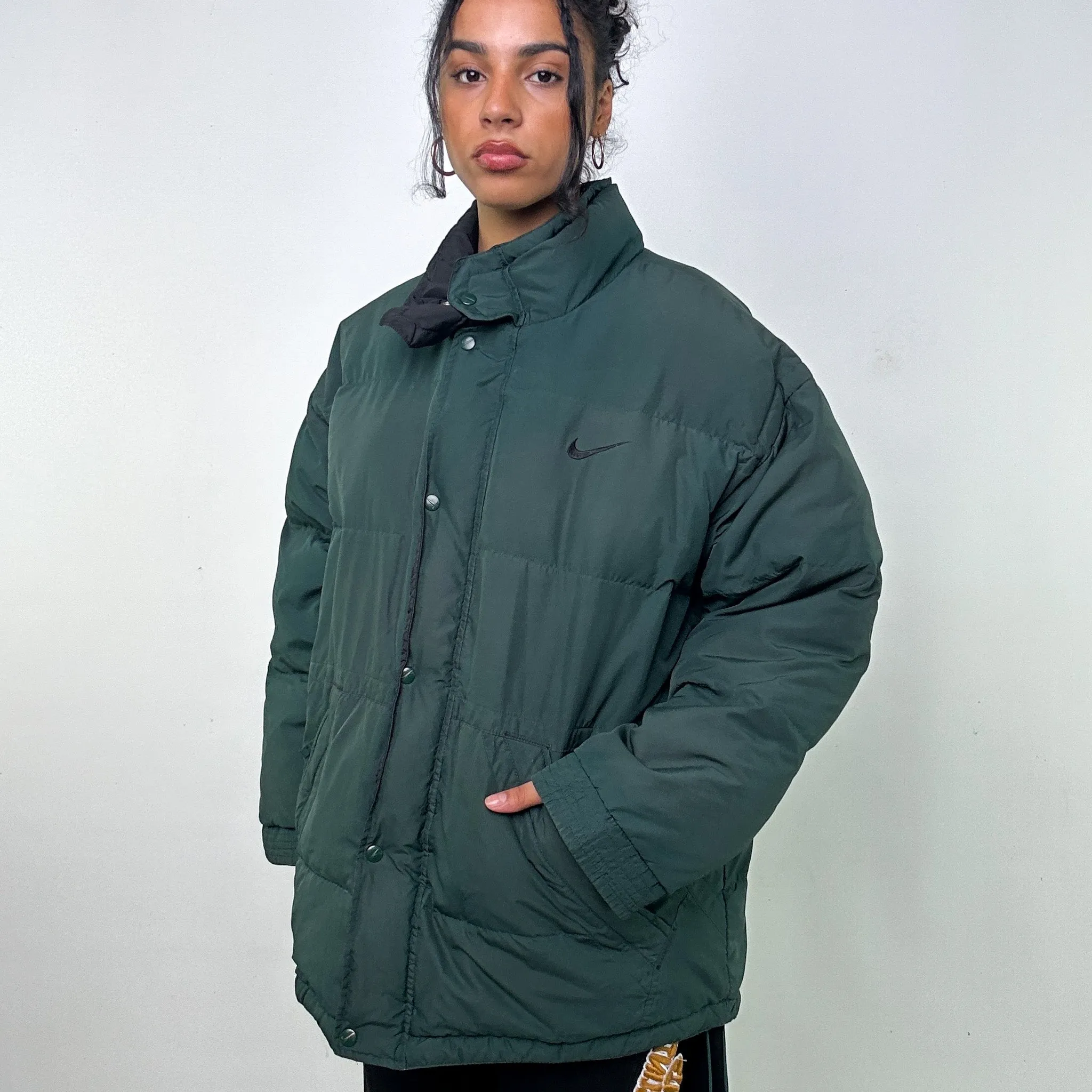 Green 90s NIKE Puffer Jacket Coat (XL)