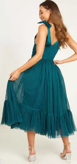 Green Tulle Midi Dress