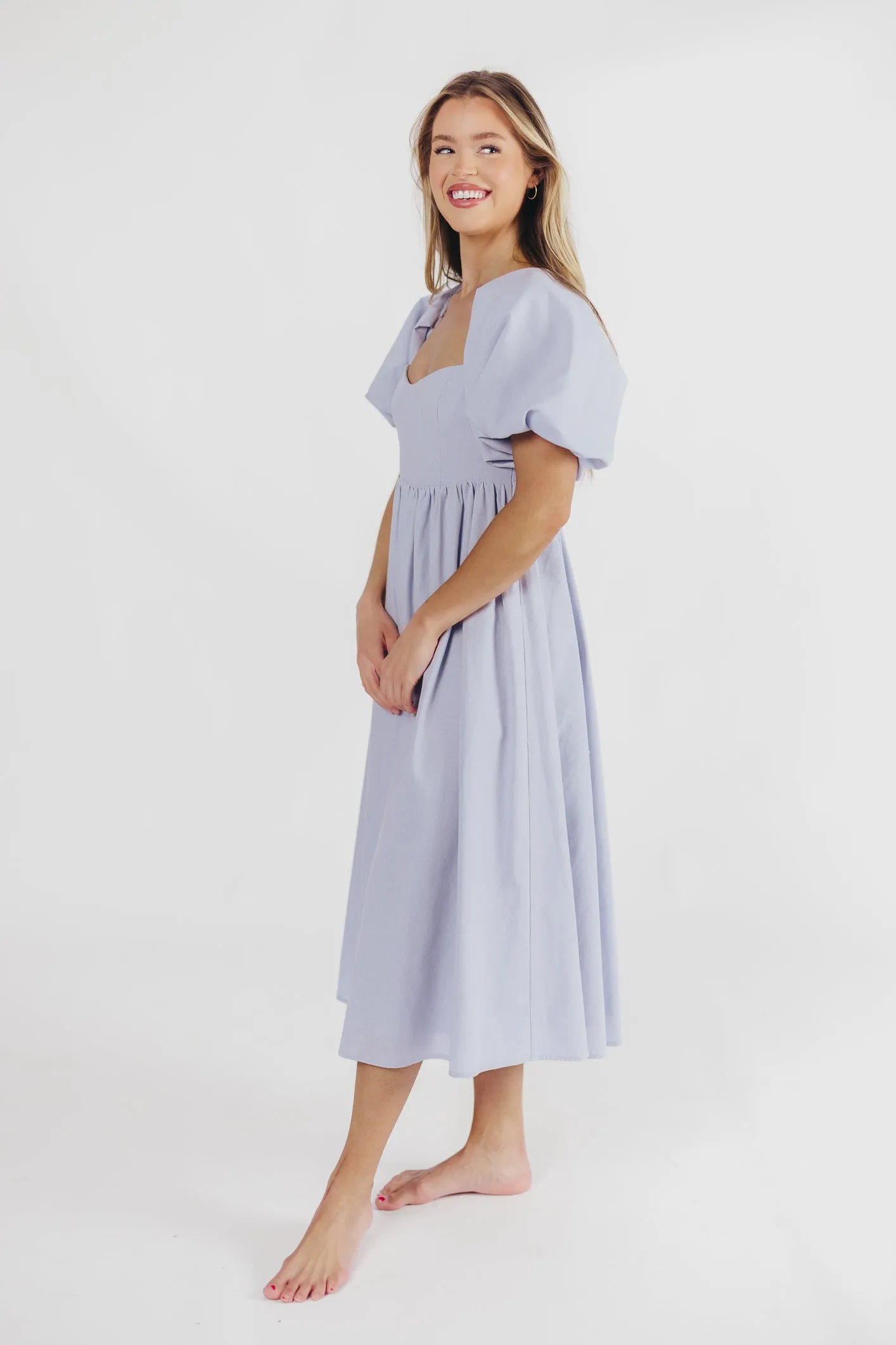 Hamilton Midi Dress in Light Blue - Bump Friendly & Inclusive Sizing (S-3XL)