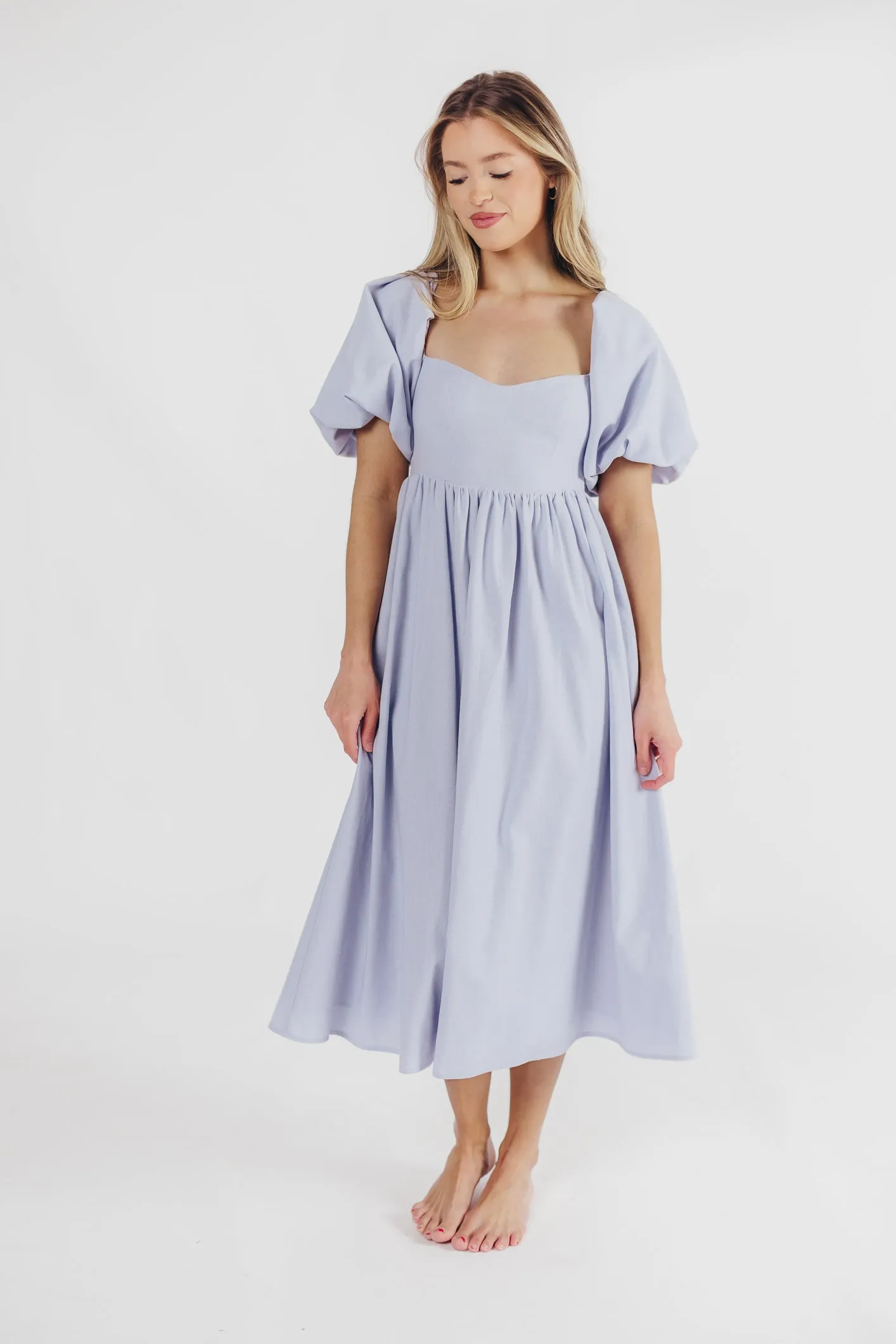 Hamilton Midi Dress in Light Blue - Bump Friendly & Inclusive Sizing (S-3XL)