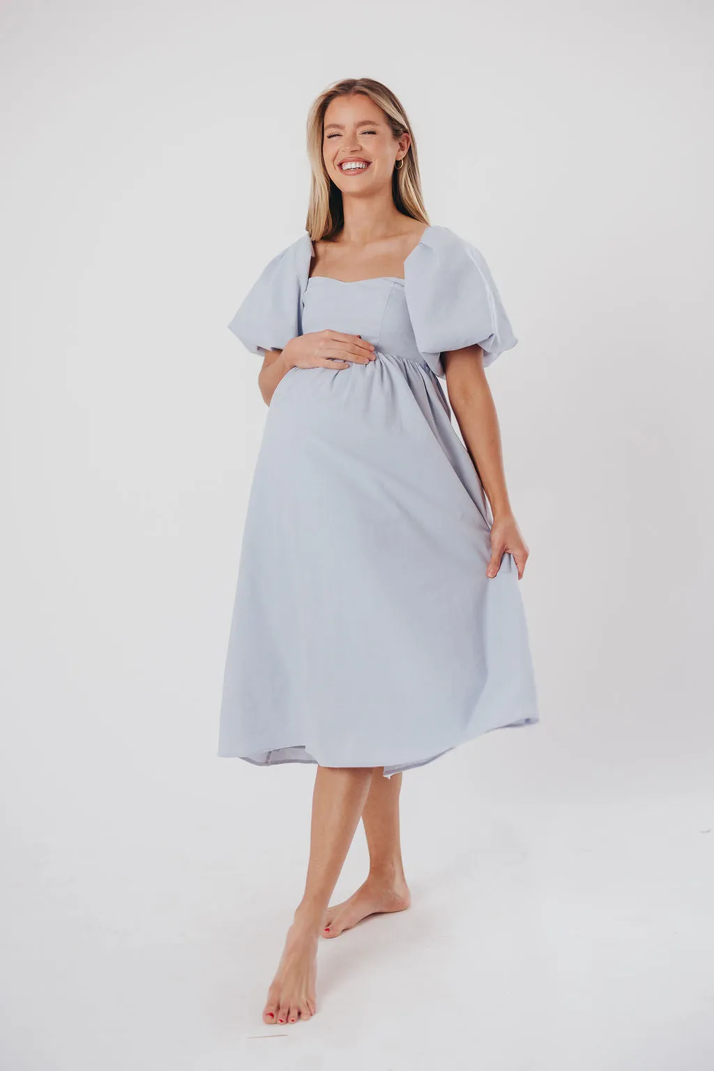 Hamilton Midi Dress in Light Blue - Bump Friendly & Inclusive Sizing (S-3XL)