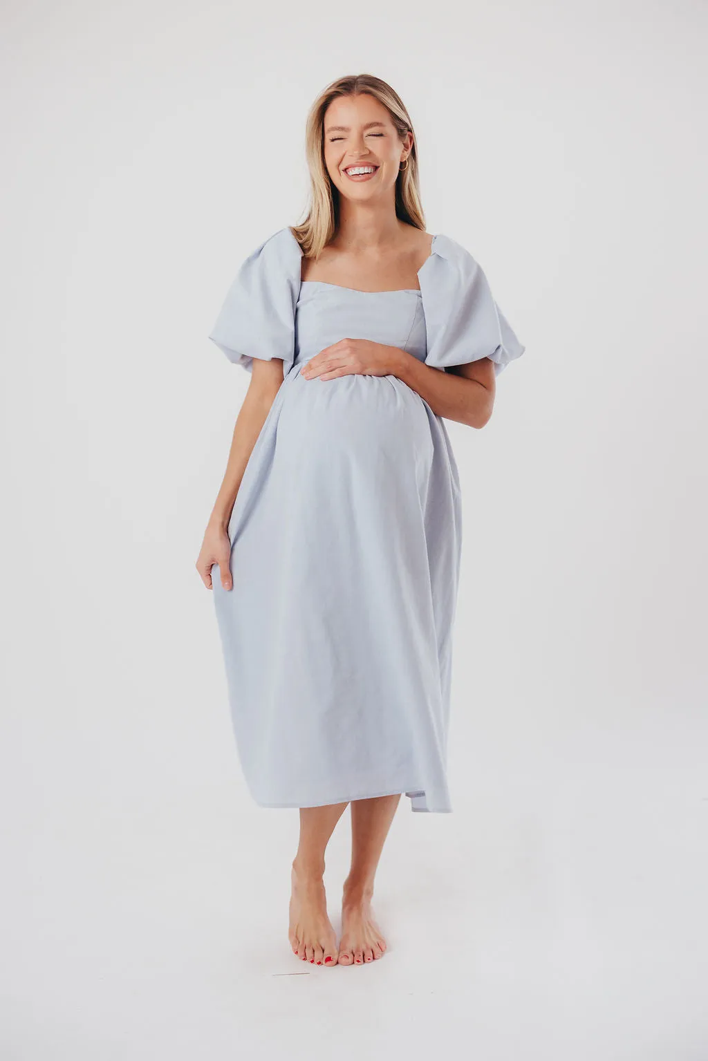 Hamilton Midi Dress in Light Blue - Bump Friendly & Inclusive Sizing (S-3XL)