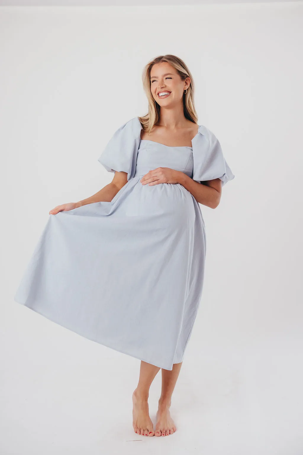 Hamilton Midi Dress in Light Blue - Bump Friendly & Inclusive Sizing (S-3XL)