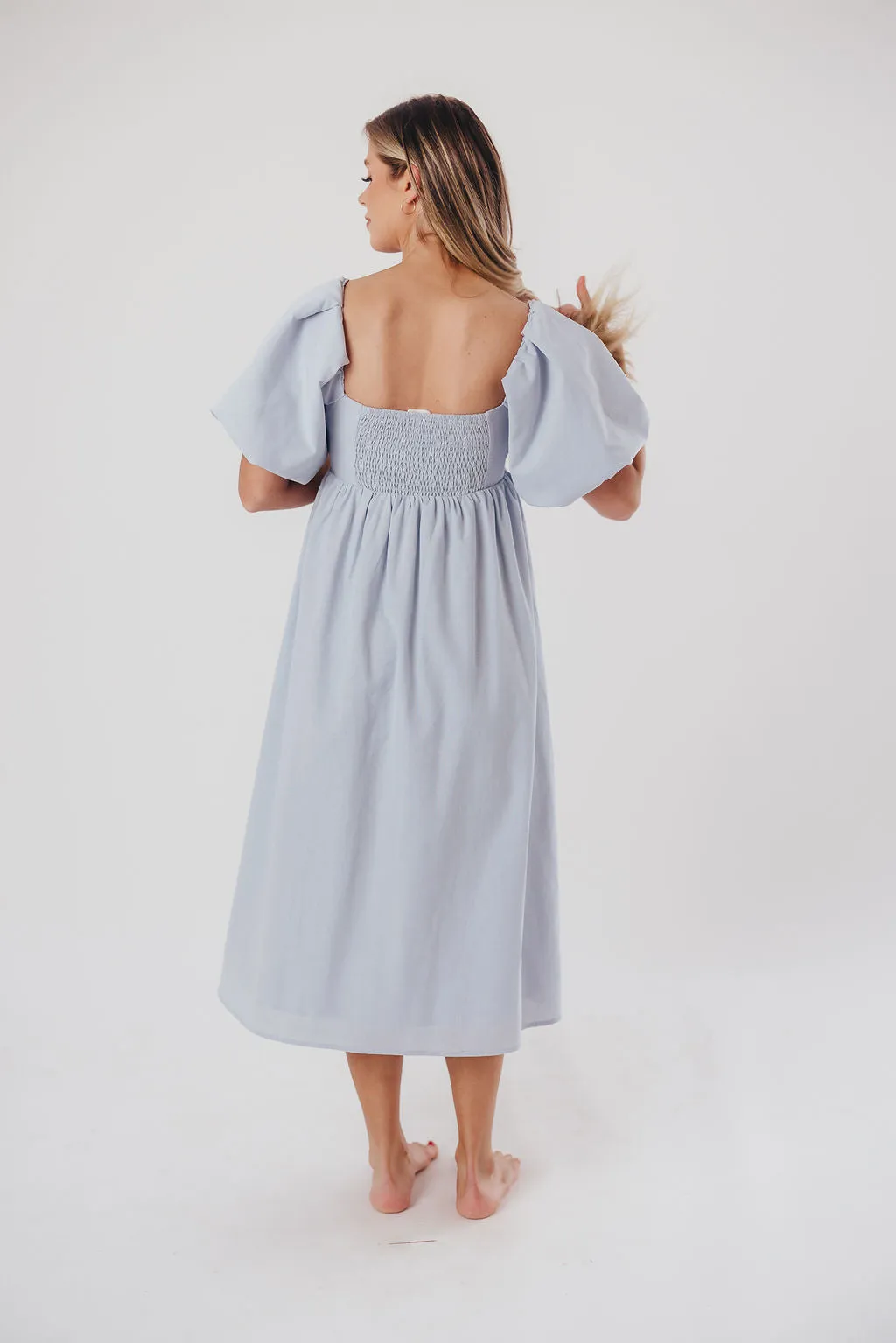 Hamilton Midi Dress in Light Blue - Bump Friendly & Inclusive Sizing (S-3XL)