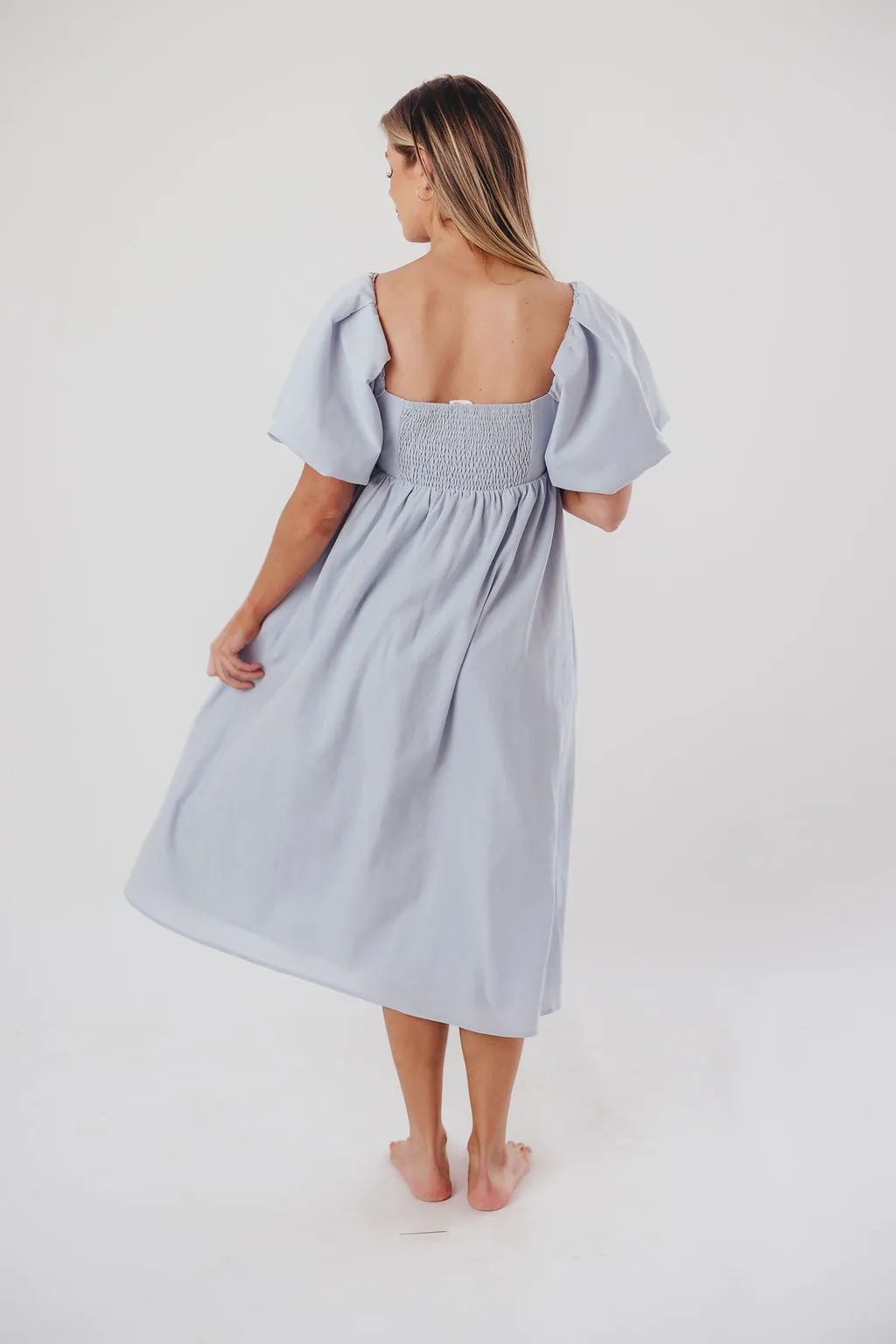 Hamilton Midi Dress in Light Blue - Bump Friendly & Inclusive Sizing (S-3XL)