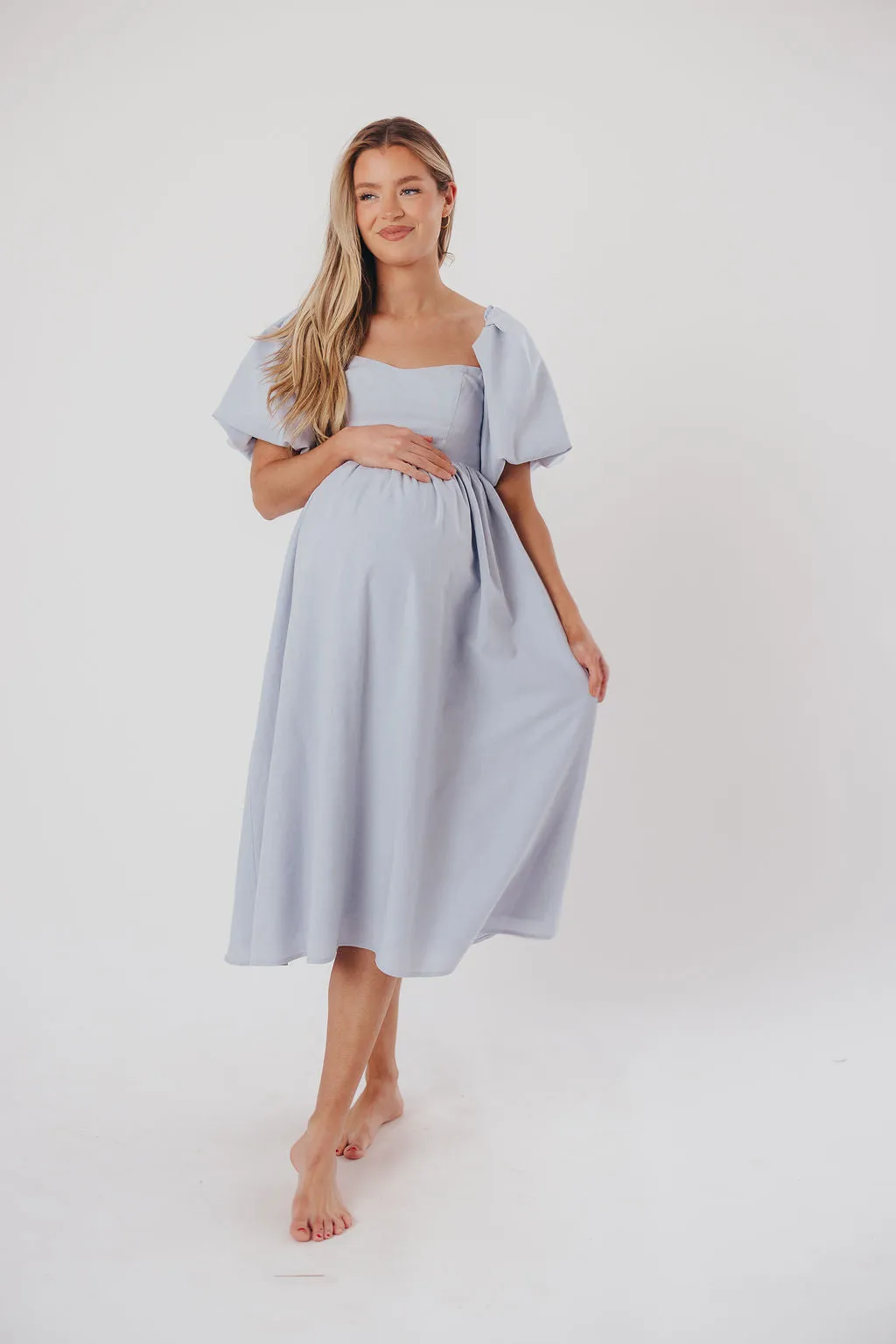 Hamilton Midi Dress in Light Blue - Bump Friendly & Inclusive Sizing (S-3XL)