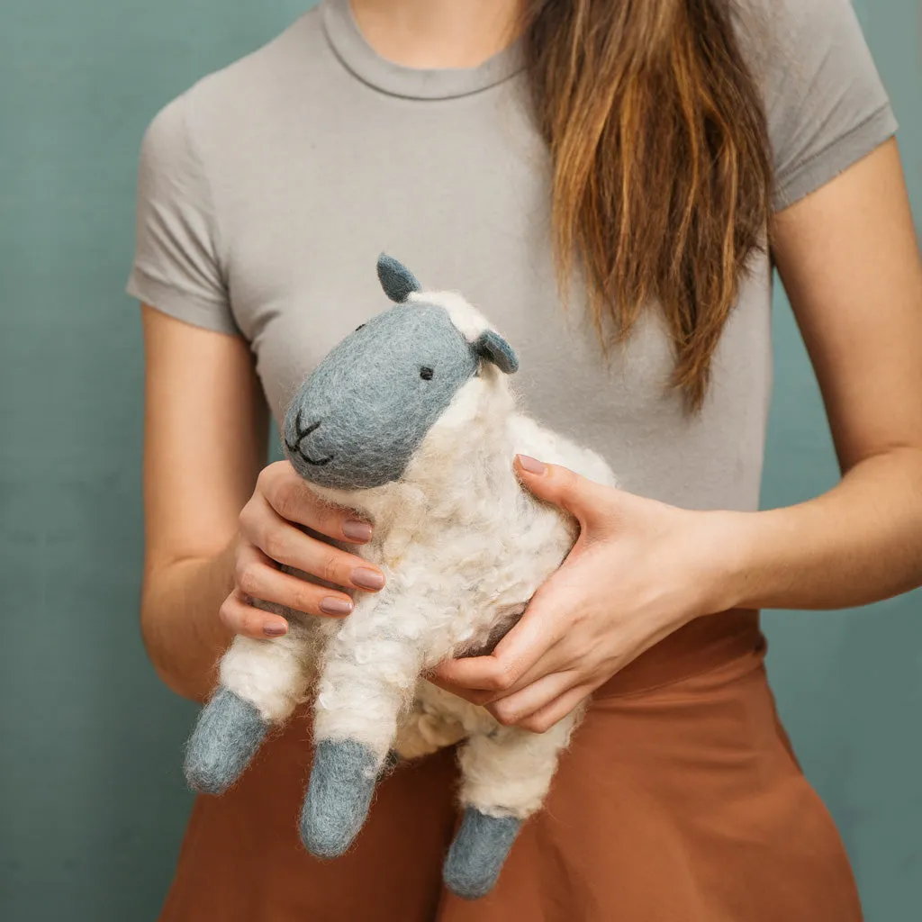 Hand Felted Grey Sheep - Large