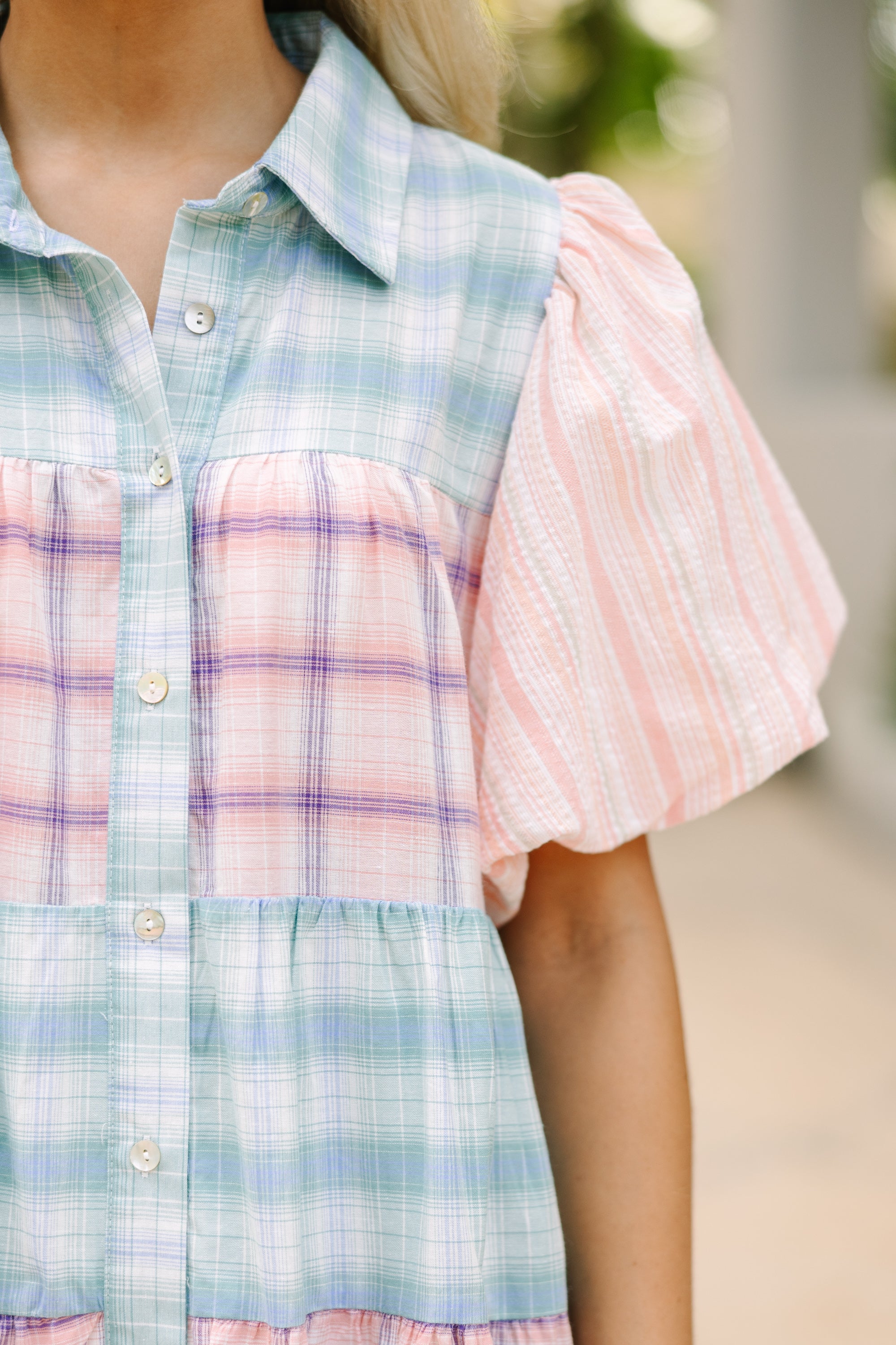 Happy Place Blue & Pink Plaid Dress