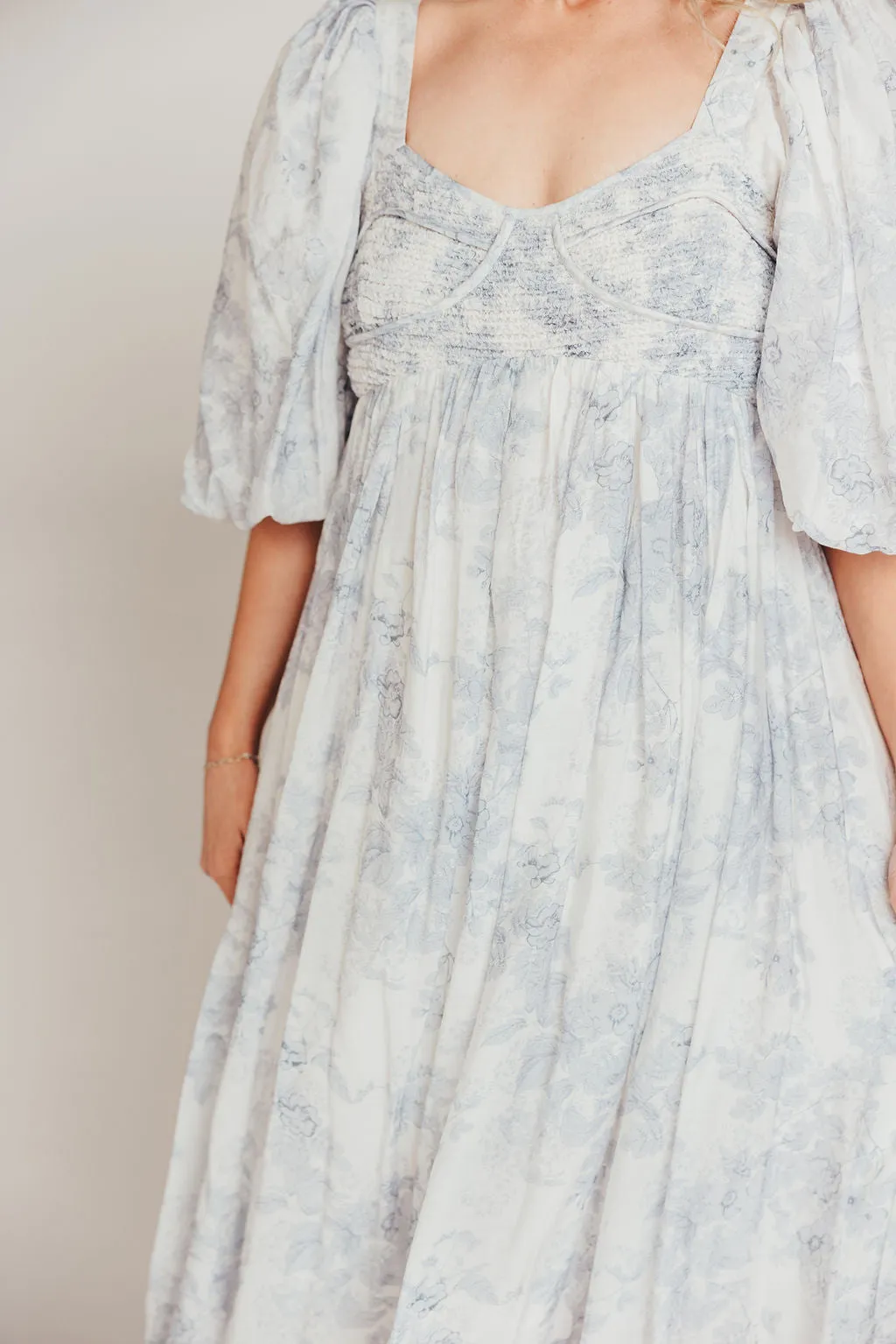 Harlow Maxi Dress in Light Blue Floral - Bump Friendly & Inclusive Sizing (S-3XL)