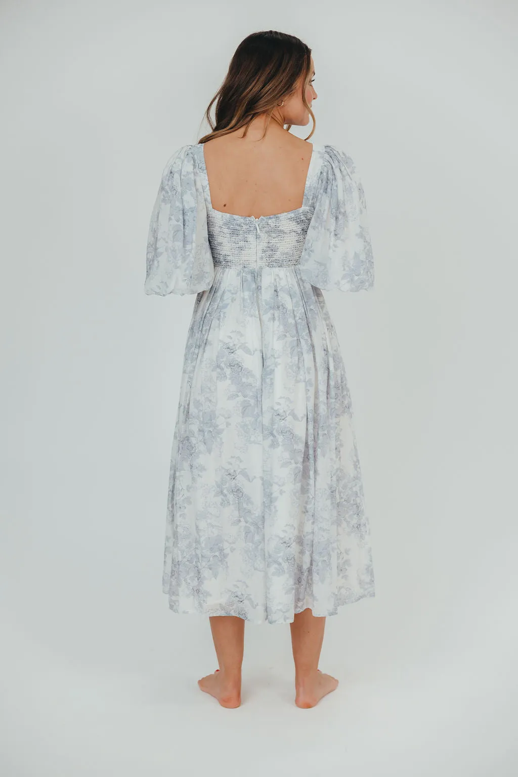 Harlow Maxi Dress in Light Blue Floral - Bump Friendly & Inclusive Sizing (S-3XL)