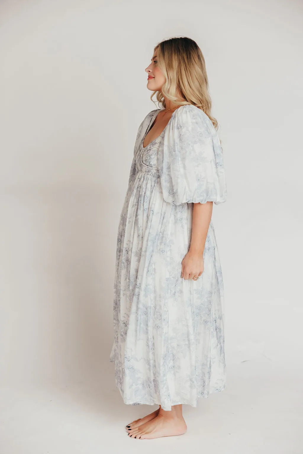 Harlow Maxi Dress in Light Blue Floral - Bump Friendly & Inclusive Sizing (S-3XL)