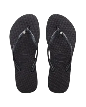 Havaianas Slim Crystal Womens Thongs - Black