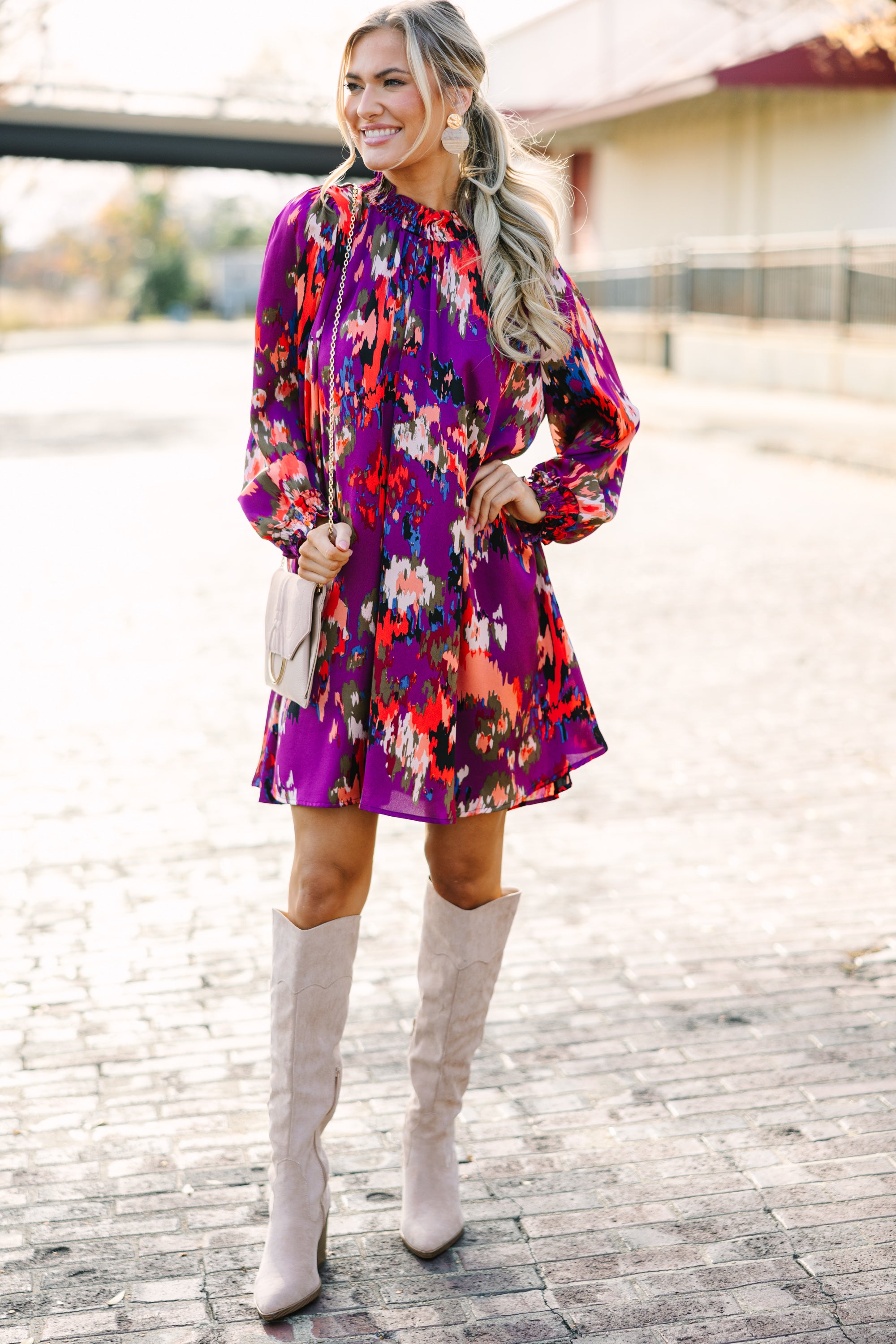 In My Thoughts Eggplant Purple Abstract Dress