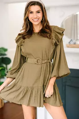 In Your Heart Olive Green Textured Dress