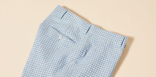 Inserch Linen Houndstooth Pants P269-00014 Lt. Blue