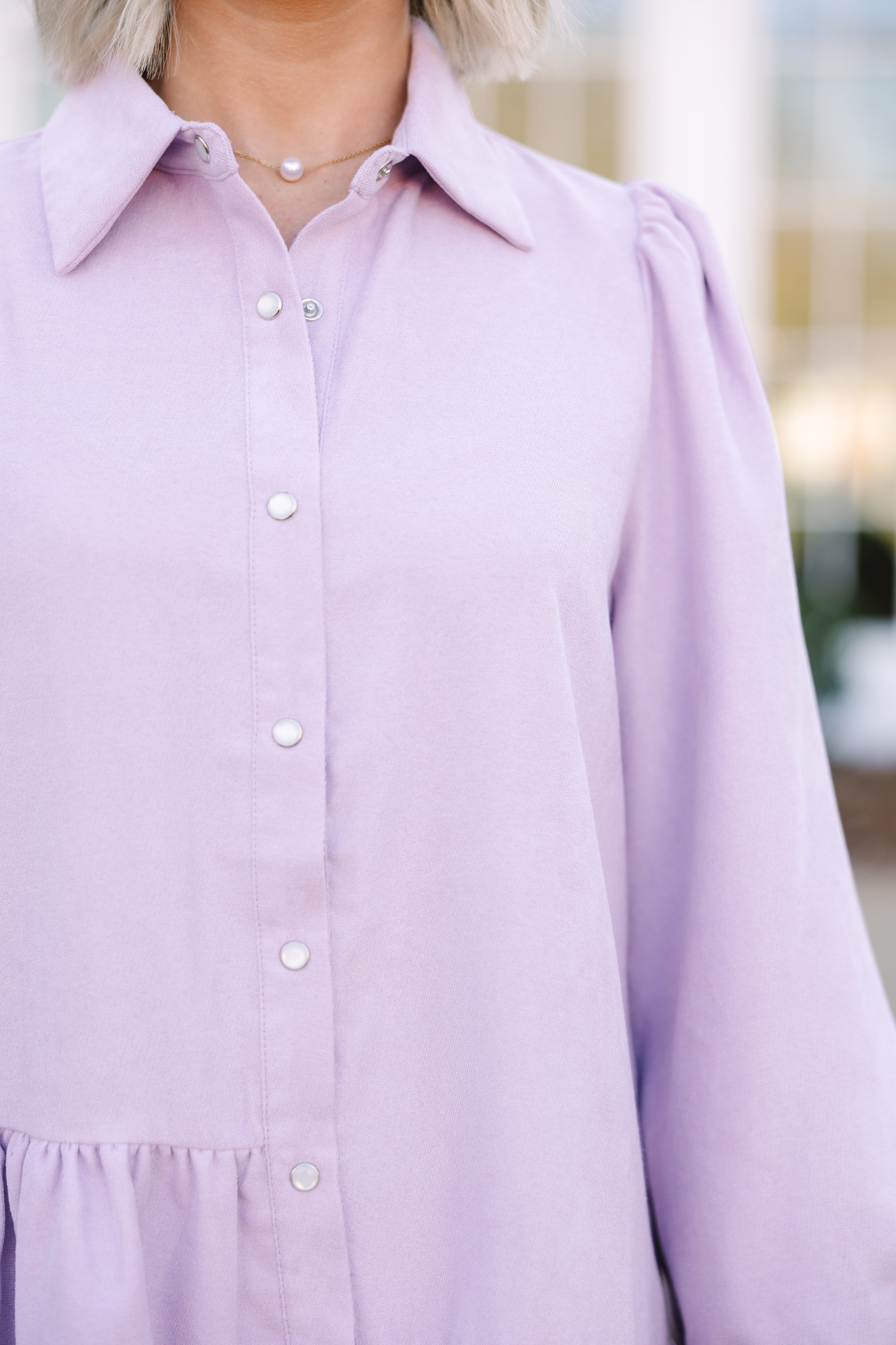 It's Your Place Lilac Purple Corduroy Button Down Dress