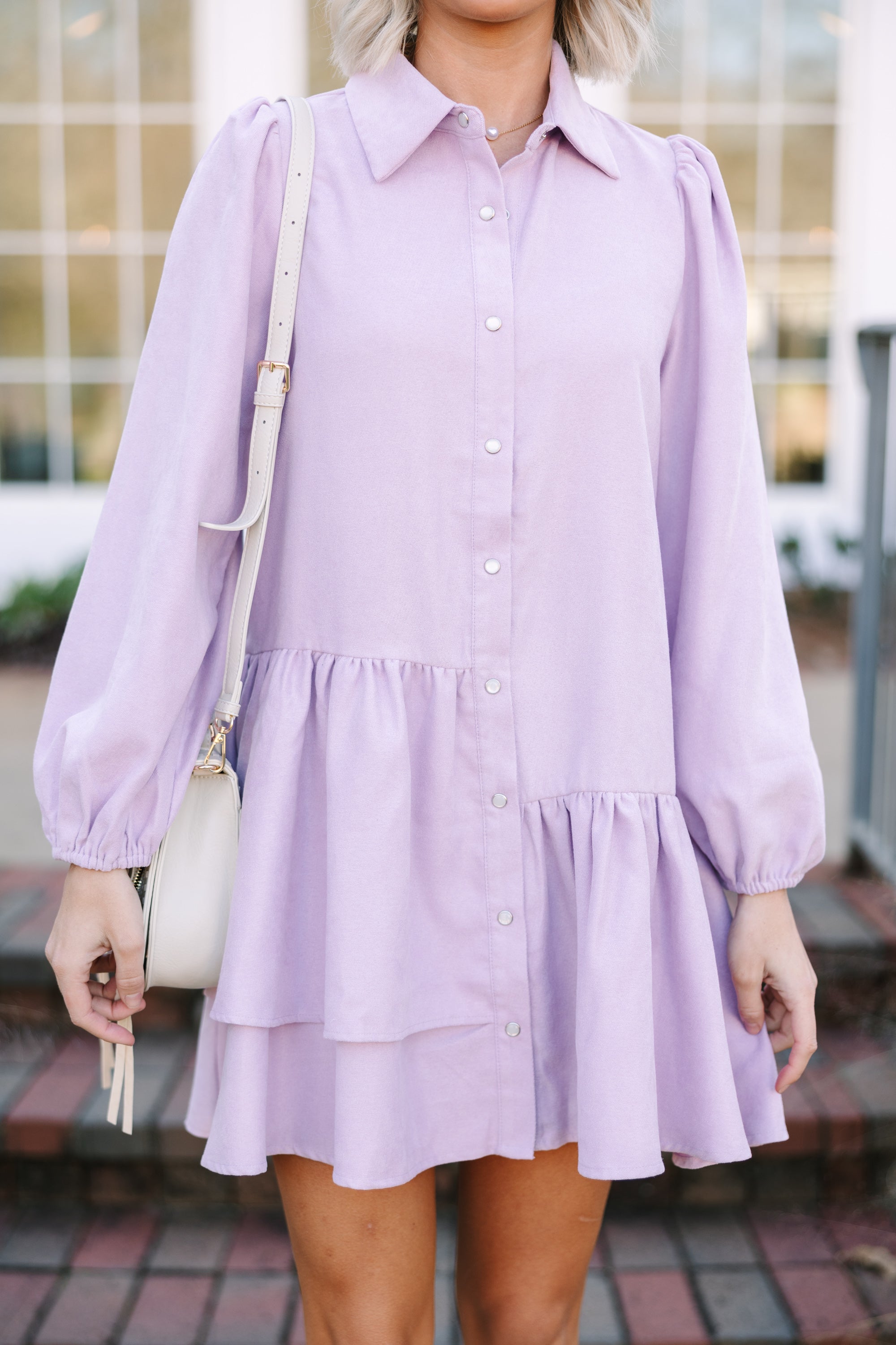 It's Your Place Lilac Purple Corduroy Button Down Dress