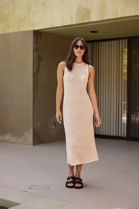 Ivory Crochet Midi Dress